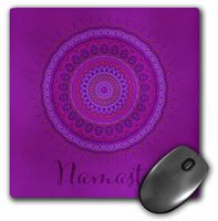 3dRose Mouse Pad Purple Mandala and Sanskrit Word Namaste, 8 x 8" (mp_268368_1)