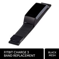WITHit Designer Stainless Steel Mesh Fitbit Charge 3 Band, Black - Secure, Adjustable, Fitbit Watch Band Replacement with Magnetic Closure, Fits Most Wrists, Sweat-Resistant Accessories