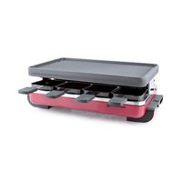 Swissmar KF-77046 Classic 8 Person Raclette with Reversible Cast Iron Gril Plate/Crepe Top, Red