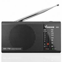 AM FM Portable Radio - Best Reception and Longest Lasting. AM FM Battery Radio Player Operated by 2 AA Battery, Mono Headphone Socket, by Vondior (Silver)