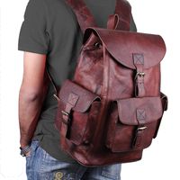 Vintage Genuine Leather Backpack For Men and Women Men's Retro Classic Shoulder Rucksack Leather Travel Bags for School College