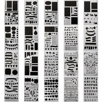 20 PCS Journal Stencil Plastic Planner Set for Journal Notebook Diary Scrapbook DIY Drawing Template Journal Stencils 4x7 Inch