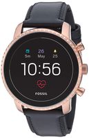 Fossil Men's Gen 4 Explorist HR Stainless Steel and Leather Touchscreen Smartwatch, Color: Rose Gold, Black (Model: FTW4017)