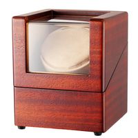 CHIYODA Single Wooden Watch Winder with Quiet Motor, Battery Powered or AC Adapter-12 Rotation Modes (Brown)