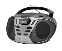 KORAMZI Portable CD Boombox with AM/FM Radio,AUX in,Top Loading CD Player,Telescopic Antenna, LCD Display for Indoor & Outdoor,Offices,Home,Restaurants,Picnics,School, Camping (Black/Silver) CD55-BKS