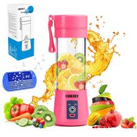 Portable Blender, OBERLY Smoothie Juicer Cup - Six Blades in 3D, 13oz Fruit Mixing Machine with 2000mAh USB Rechargeable Batteries, Ice Tray, Detachable Cup, Perfect Blender for Personal Use (FDA, BPA Free)