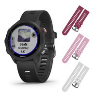 Garmin Forerunner 245 Music GPS Running Smartwatch with Included Wearable4U 3 Straps Bundle (Black Music 010-02120-20, Berry/Pink/White)