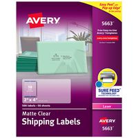 Avery Matte Frosted Clear Address Labels for Laser Printers, 2" x 4", 500 Labels (5663)