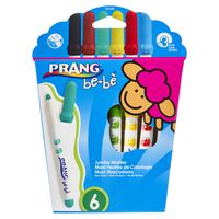 PRANG be-be Jumbo Art Markers for Small Children, Washable, Assorted Colors, 6-Pack (73106)