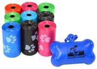 180 Pet Waste Bags, Dog Waste Bags, Bulk Poop Bags with Leash Clip and Bone Bag Dispenser - (180 Bags, Rainbow with Paw Prints)