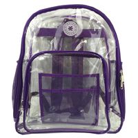 Heavy Duty Clear Backpack See Through PVC Stadium Security Transparent Workbag | Purple