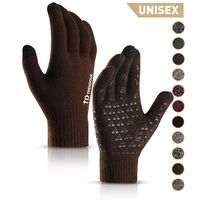 TRENDOUX Winter Gloves for Men, Womens Touchscreen Gloves Texting Smartphone Unisex - Driving Running - Anti-Slip - Cold Weather Warm Thermal Knit Glove - Soft Elastic Material - Coffee - XL