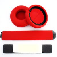 Red Headphones Replacement Headband Ear Pad Earpads Cushion Set For Beats by Dr. Dre Pro Detox Headphones