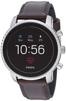 Fossil Men's Gen 4 Explorist HR Heart Rate Stainless Steel and Leather Touchscreen Smartwatch, Color: Silver, Brown (Model: FTW4015)