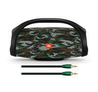 JBL Boombox Portable Bluetooth Wireless Waterproof Speaker Bundle with AudioQuest Evergreen 3.5mm to 3.5mm Analog Audio Cable - (1.5m) Camouflage