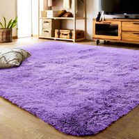LOCHAS Ultra Soft Indoor Modern Area Rugs Fluffy Living Room Carpets Suitable for Children Bedroom Home Decor Nursery Rugs 4 Feet by 5.3 Feet (Purple)