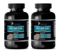 no Gray Hair for Women - Anti Gray Hair Formula 1350 MG - folic Acid for Hair Growth - 2 Bottles 120 Capsules