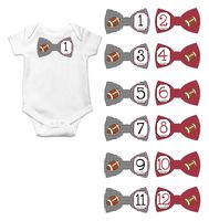 Gift Set of 12 Bowtie Keepsake Photography Monthly Baby Stickers with Alabama Roll Tide Football BT014