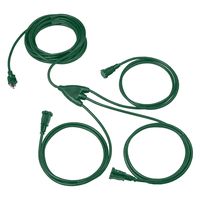 1 to 3 Extension Cord Splitter - 40Ft Green Power Squid - 16/3 SJTW Outdoor Outlet & Plug Splitter Cable