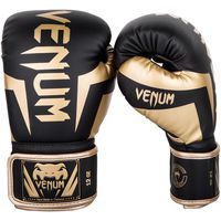 Venum Elite Boxing Gloves - Black/Gold - 16oz