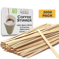 Wooden Coffee Stir Sticks (3000 Count) - Eco-Friendly, Biodegradable Splinter-Free Birch Wood - Disposable Drink Stirrers for Beverage, Tea, and Crafts with Round Ends