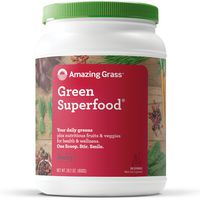 Amazing Grass Green Superfood: Organic Wheat Grass and 7 Super Greens Powder, 2 servings of Fruits & Veggies per scoop, Berry Flavor, 100 Servings