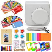 Xtech FujiFilm Instax Mini 9/8 Smoky WHITE Accessories Kit with Smoky white Camera Case with Strap + Photo Album + Colorful Frames + Sticker Frames + 4 Colorful Filters + Large Selfie Mirror + MORE