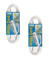 Prime Wire & Cable EC820608-2-Pk 8-Feet 16/3 SPT-2 3-Outlet Utility Indoor Cord, 2-Pack, White