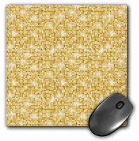 3dRose Chic Gold Abstract Sparkling Squares Mouse Pad, 8" x 8" (mp_192778_1)