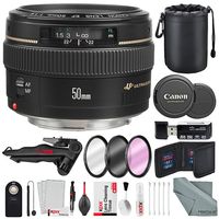 Canon EF 50mm f/1.4 USM Standard Lens for Canon SLR Cameras and Xpix Deluxe Accessory Bundle w/Tabletop/Handgrip Tripod + Remote + Xpix Cleaning Kit + More
