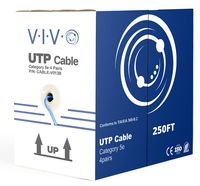 VIVO Blue 250ft Bulk Cat5e, CCA Ethernet Cable, 24 AWG, UTP Pull Box | Cat-5e Wire, Indoor, Network Installations (CABLE-V013B)