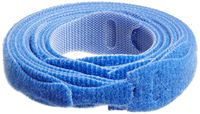 Velcro Cable Tie, One wrap Strap, 1.75" Bundle Diameter, 0.5" Width, 8" Length, Blue