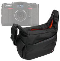 DURAGADGET Premium Quality Satchel-Style Messenger Bag in Black & Orange for The Lomography Lomo LC-Wide