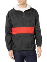 Charles River Apparel Wind & Water-Resistant Pullover Rain Jacket (Reg/Ext Sizes), Black/Red, XL