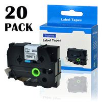 SuperInk 20PK Compatible for Brother TZS251 TZeS251 TZ-S251 TZe-S251 Label Tape 1"(24mm) x 26.2ft(8m) Black on White Laminated Extra Strength for P-Touch PT-P700 PT-D600 PT-1400 Label Maker