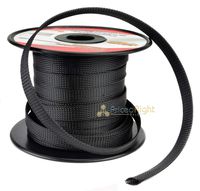 BLACK 3/4 100FT BRAIDED EXPANDABLE FLEX SLEEVE WIRING HARNESS LOOM WIRE COVER