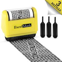 ExcelMark Rolling Identity Theft Guard Stamp (Identity Theft Roller Stamp with Refill Ink Set)