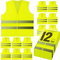 PeerBasics, 12 Pack Safety Vest, Yellow Reflective High Visibility, Hi Vis Silver Strip, Men & Women, Work, Cycling, Runner, Surveyor, Volunteer, Crossing Guard, Road, Construction (Yellow Mesh, 12)