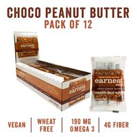 Earnest Eats Chewy Breakfast Bars with Whole Grain Oats and Almond Butter, Superfood, Vegan, 190mg Omega 3, Choco Peanut Butter, 1.9oz Bars, Pack of 12