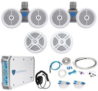 (2) Rockville Dual 6.5" Wakeboards+(2) 6.5" Speakers+4-Channel Amplifier+Amp Kit