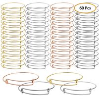 UPINS 60 Pcs Expandable Bangle Bracelets Adjustable Wire Bracelets, Blank Bangles for DIY Jewelry Making