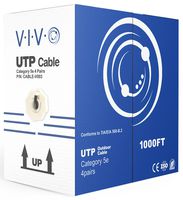 VIVO Black 1,000ft Bulk Cat5e, CCA Ethernet Cable, 24 AWG, UTP Pull Box | Cat-5e Wire, Waterproof, Outdoor, Direct Burial (CABLE-V003)