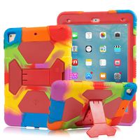 New iPad 9.7 2018/2017 Case, KIDSPR Lightweight Shockproof Rugged Cover with Stand Protective Full Body Rugged for Kids for New Apple iPad 9.7 inch 2018/2017 (6th Gen, 5th Gen) (Rainbow/Red)