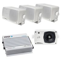 EnrockMarine W500ABTB-3 Audio Boat ATV Car Bluetooth Marine Waterproof Amplifire with 4 Speakers (White)