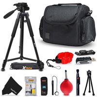 Xtech Premium Camera Case + Pro Series 72' inch Tripod for Sony Alpha A9, A7R II, A7 II, A7 A7R A7S A6500 A6300 A6000 A55 A65 A77 A99 A900 A700 A580 A560 A550 A500 A450 A390 A380, NEX-7 NEX-6 Cameras