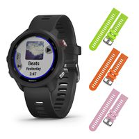 Garmin Forerunner 245 GPS Running Smartwatch with Included Wearable4U 3 Straps Bundle (Black Music 010-02120-20, Lime/Orange/Pink)