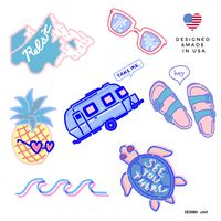 7 VSCO Stickers for Hydroflasks - Laptop Stickers Cute Ocean Beach Vinyl Stickers - Visco Girl Stuff - Water Bottle Decal Sticker 7 Pack of Stickers Made in USA - Design Jam