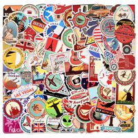 100 Pieces Vinyl Waterproof Stickers,Travel Stickers for Laptop, Luggage, Scrapbook, Mirror, Laptop, notebooks, Journal, Luggage, Skateboard, Bicycle, car, Guitar, Keyboard,Water Bottle