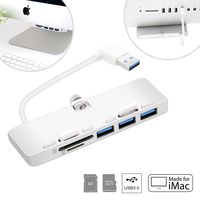 Cateck Ultra-Thin Premium Aluminum 3-Port USB 3.0 Hub with SD/TF Card Reader Combo Exclusively Designed for iMac Slim Unibody