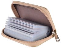 Easyoulife Genuine Leather Credit Card Holder Zipper Wallet With 26 Card Slots (Gold)